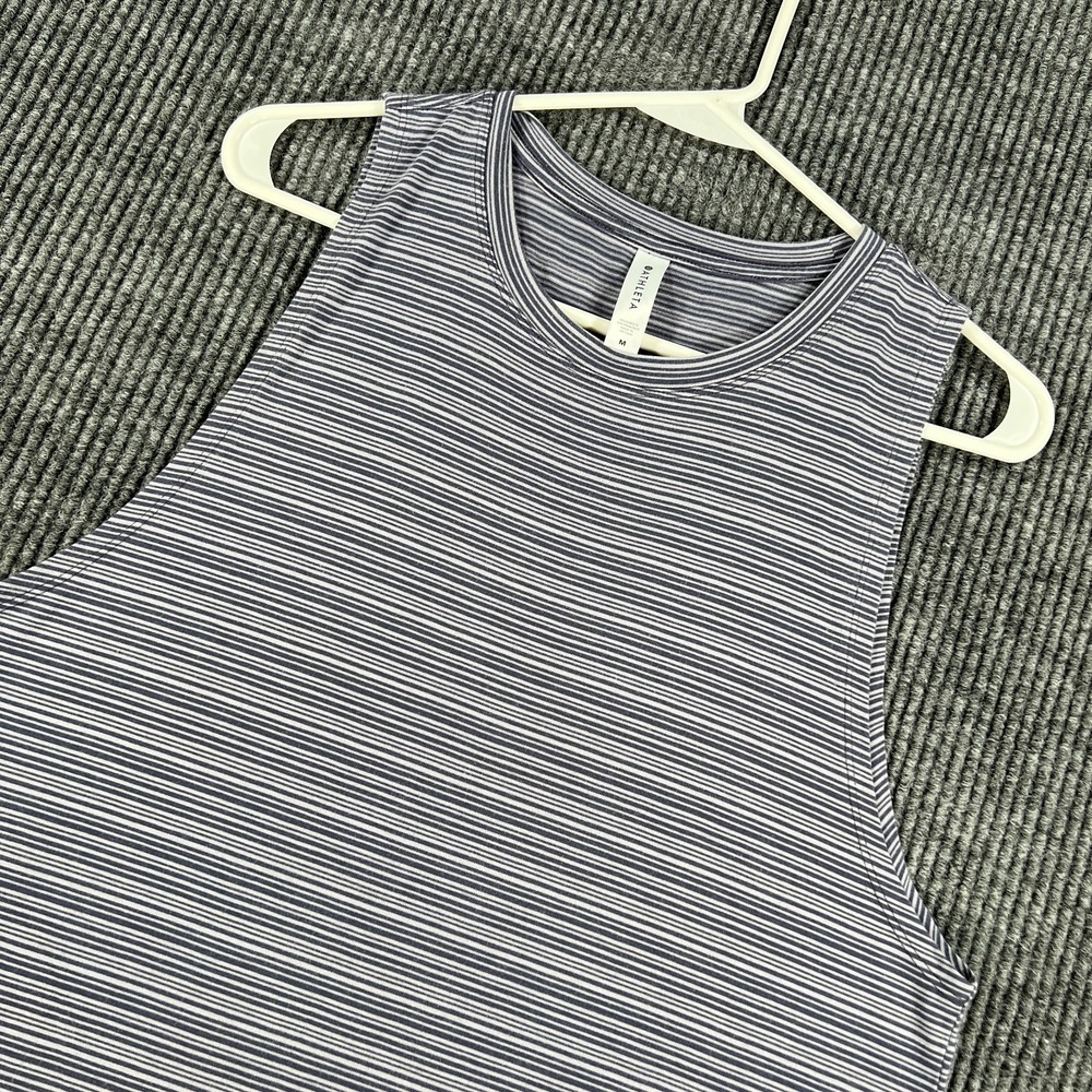 Athleta Tank Top Womens Medium Purple Stripe Sleeveless Athletic Casual Gym Yoga